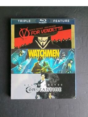 V for Vendetta Watchmen Constantine Blu-ray 3 Movie Collection DC Films W/Slip